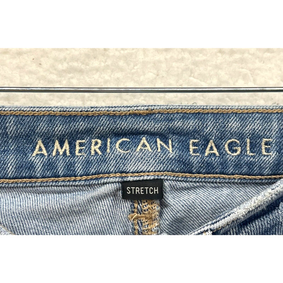 American Eagle Jeans Womens 6 Blue Mom Straight Jean Distressed Denim High Rise - Picture 7 of 13